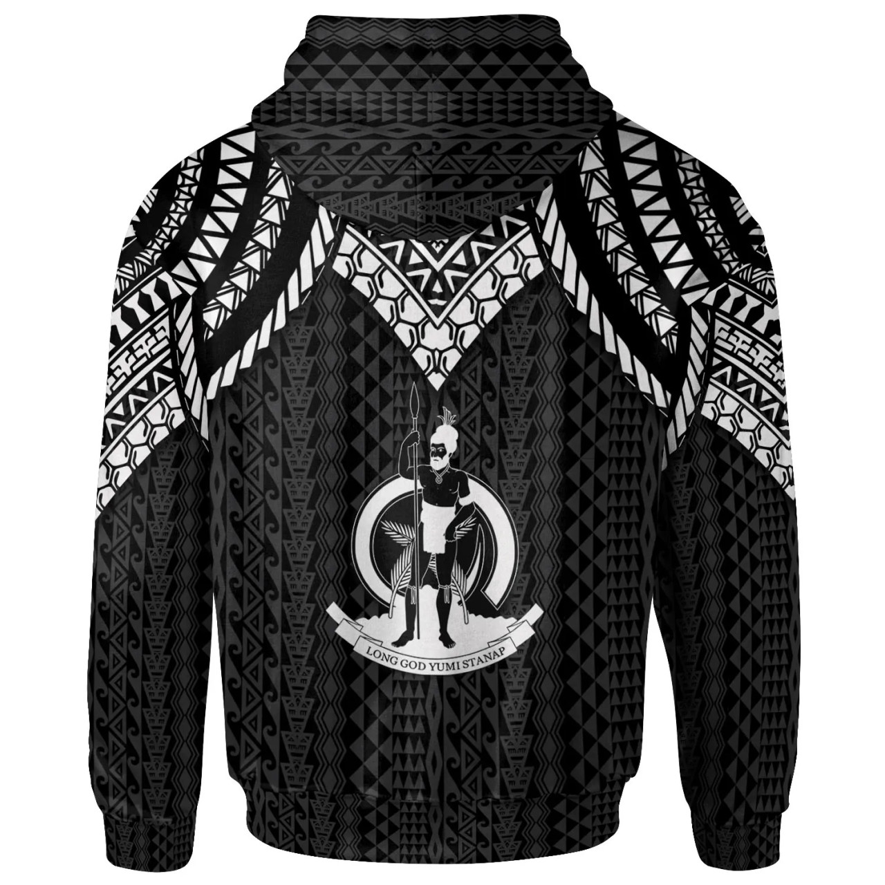 Vanuatu Custom Personalised Hoodie - Polynesian Armor Style Black