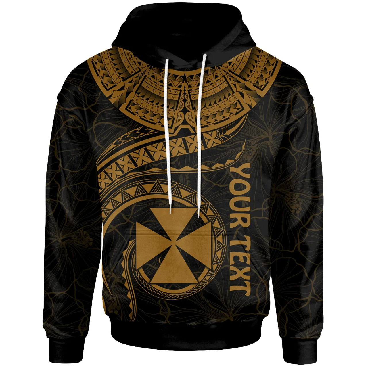 Wallis and Futuna Polynesian Personalised Hoodie - Wallis and Futuna Waves (Golden)