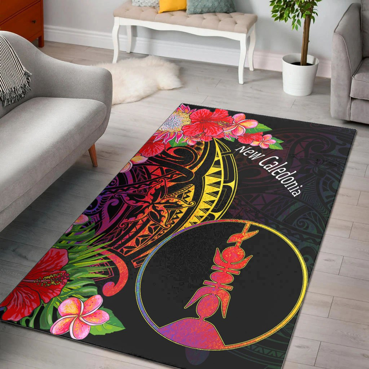 New Caledonia Area Rug - Tropical Hippie Style Polynesian 1