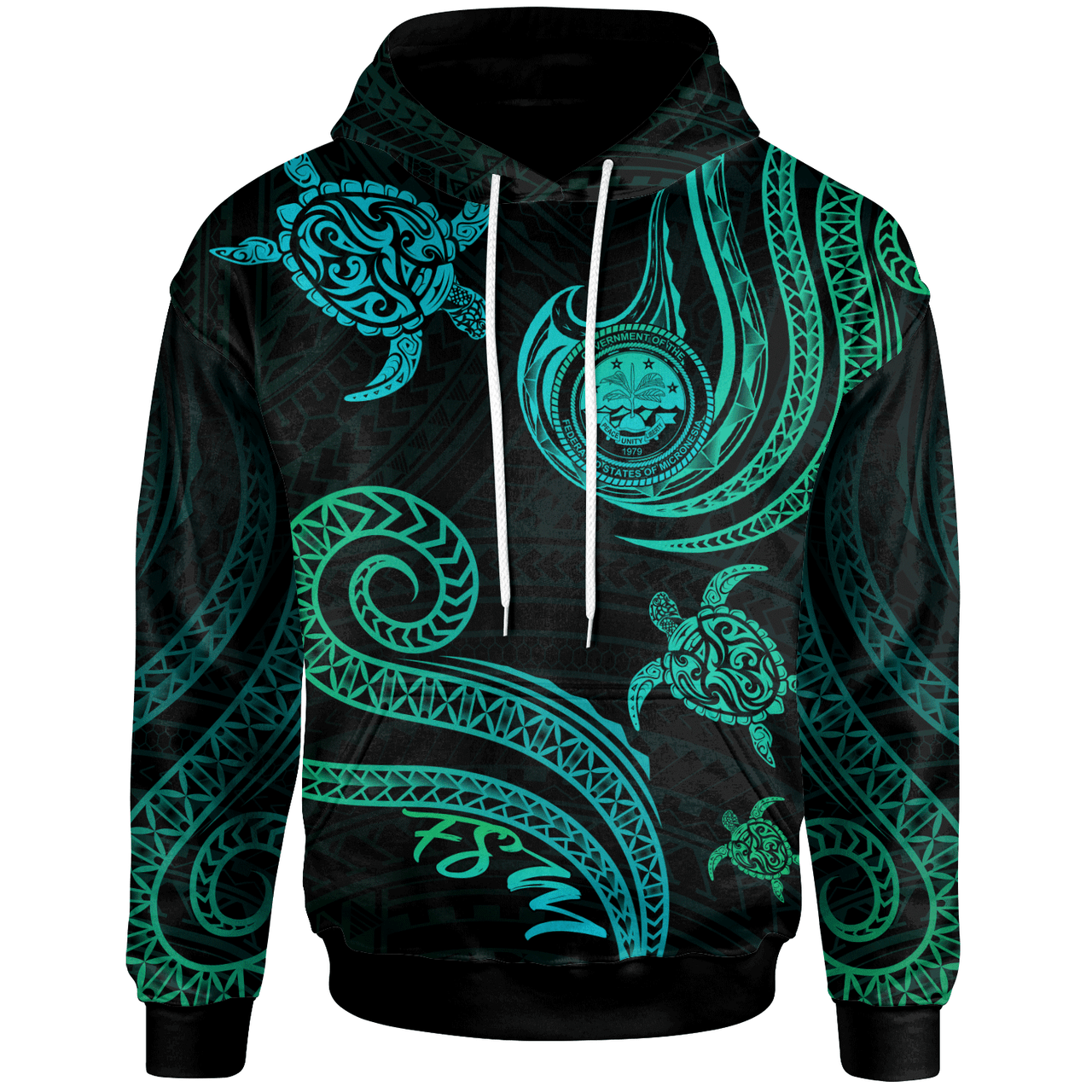 Federated States of Micronesia Hoodie - Polynesian Turtle With Pattern