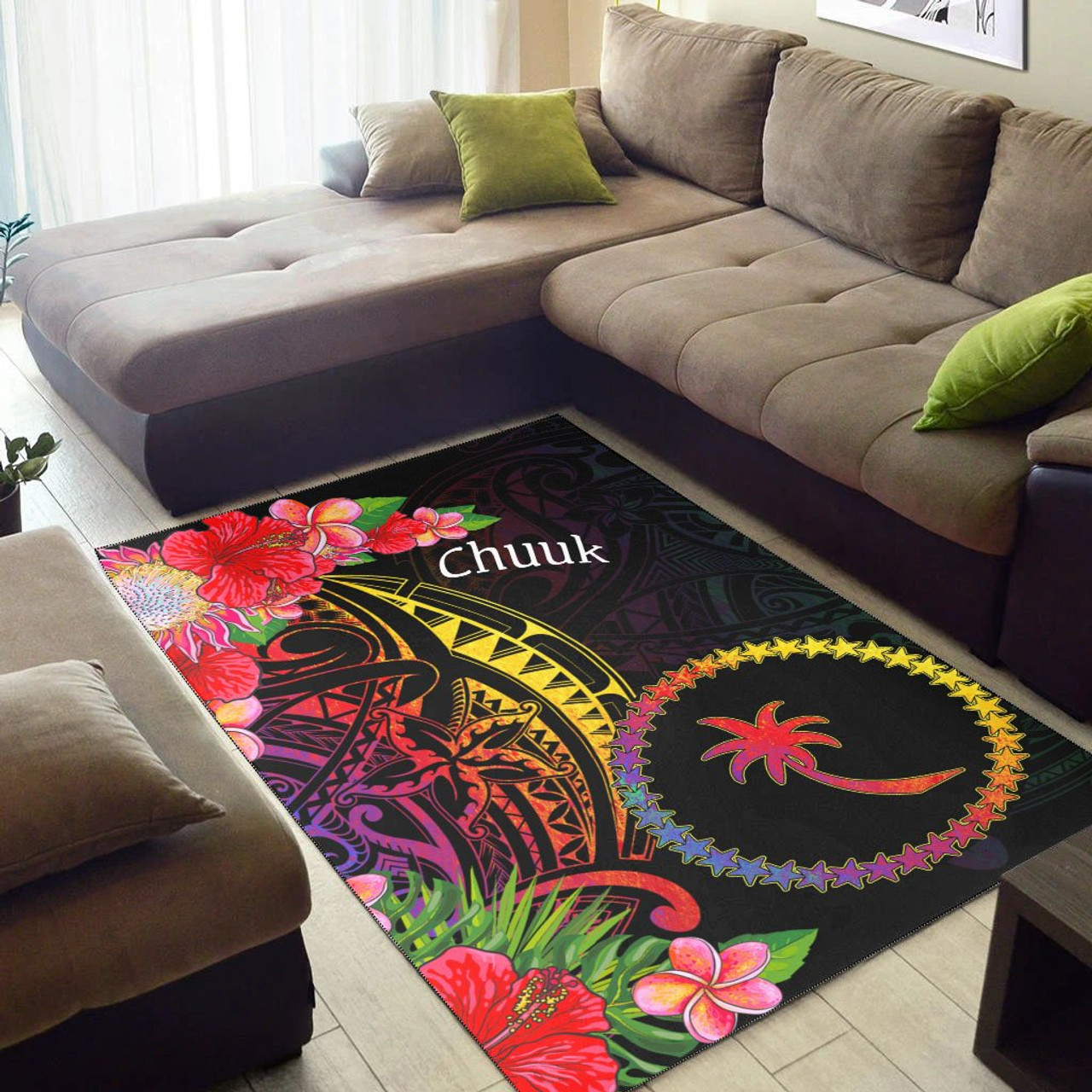 Chuuk State Area Rug - Tropical Hippie Style Polynesian 7