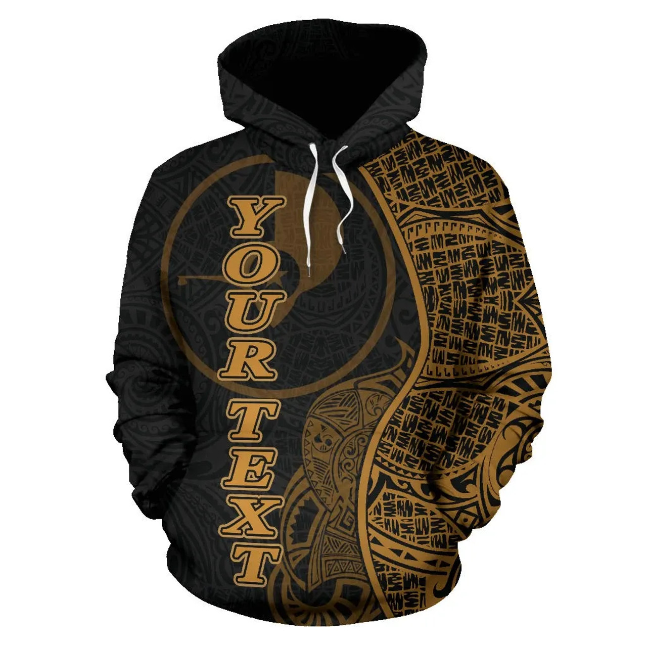 Yap Polynesian Custom Personalised Hoodie Coconut Gold