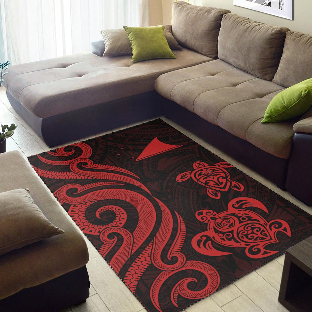 Tokelau Area Rug - Red Tentacle Turtle Polynesian 3