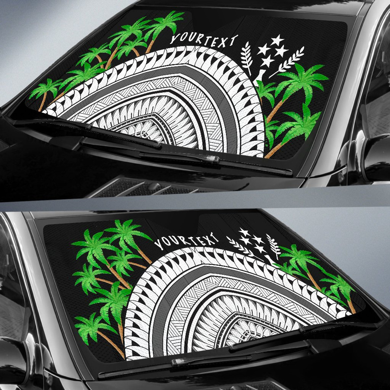 Kosrae Custom Personalised Auto Sun Shades - Ginger Lei Pattern