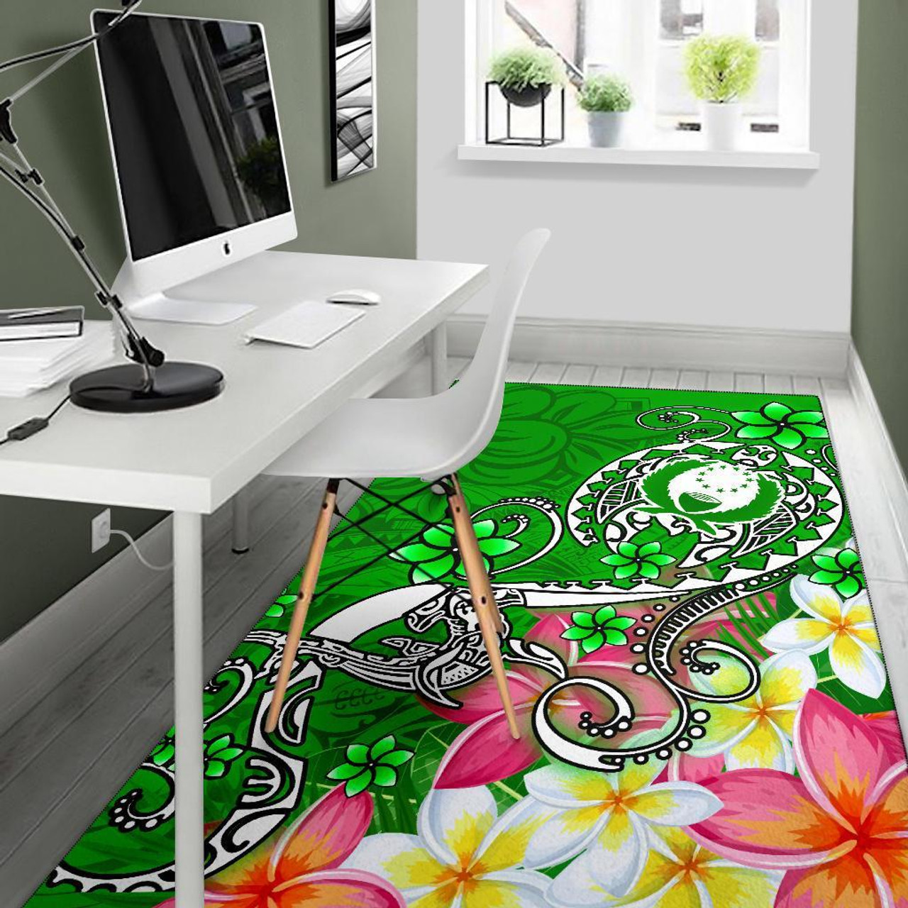 Pohnpei Area Rug - Turtle Plumeria (Green) Polynesian 5