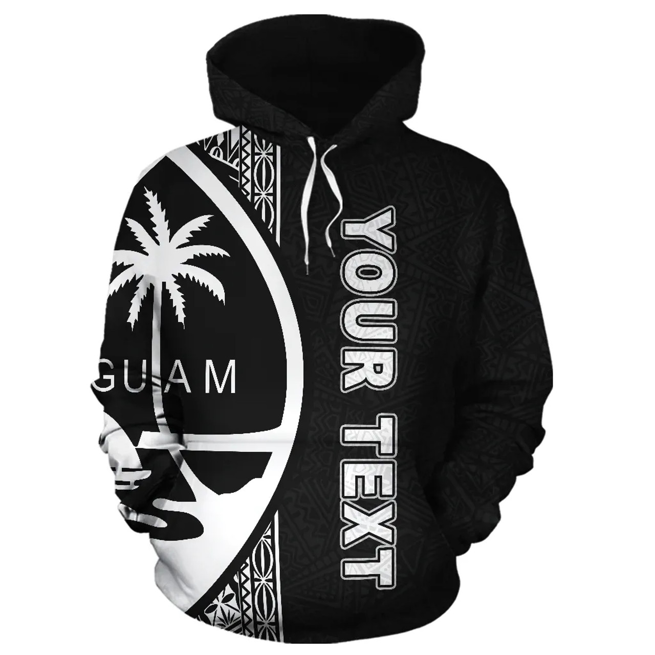 Guam Polynesian Personalised Custom Hoodie - White Line