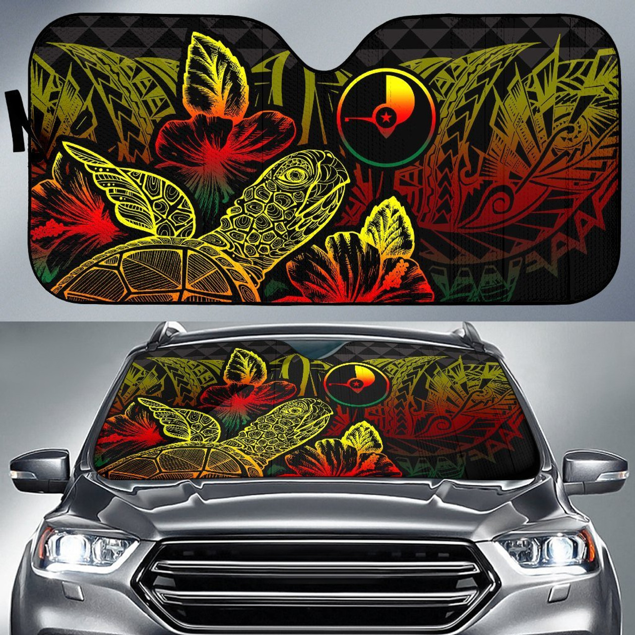 Yap Auto Sun Shades Turtle Hibiscus Reggae