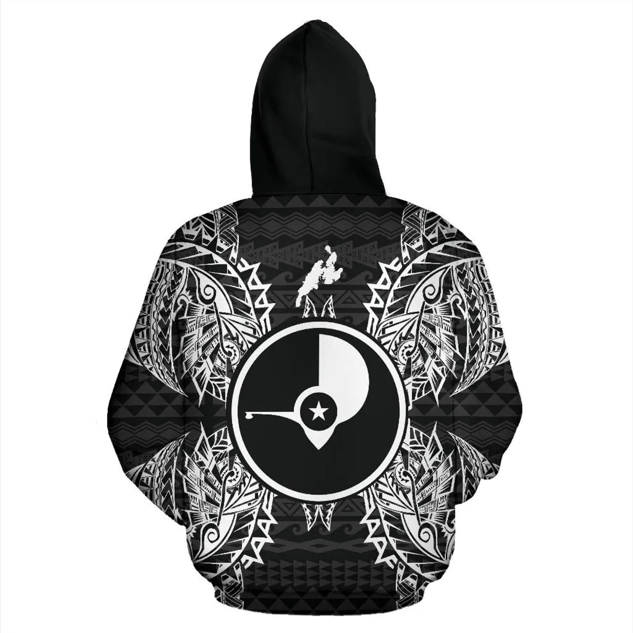 Yap Polynesian All Over Hoodie Map Black