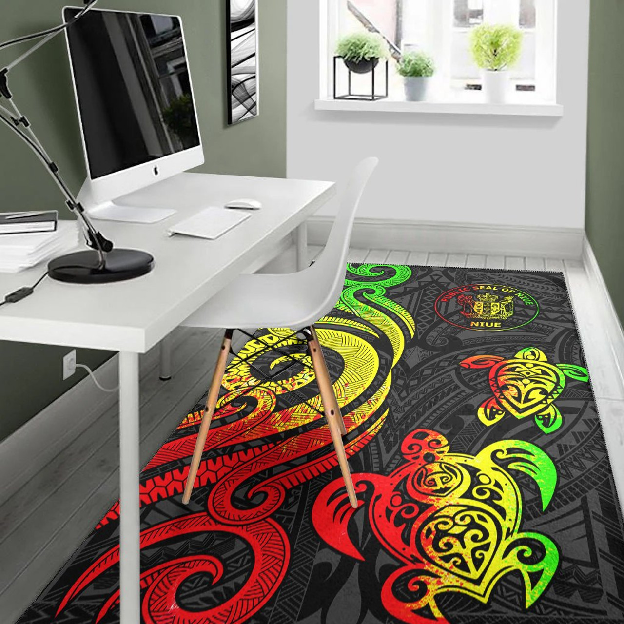 Niue Area Rug - Reggae Tentacle Turtle Polynesian 2