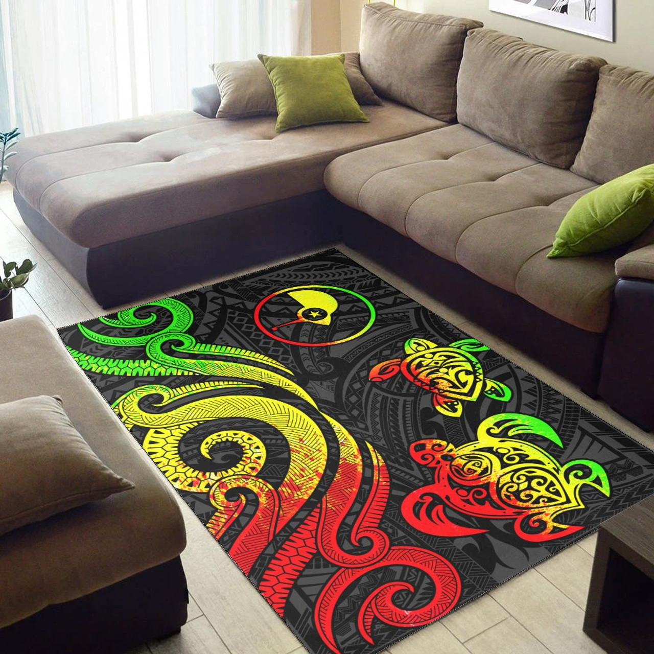 Yap Area Rug - Reggae Tentacle Turtle Polynesian 2