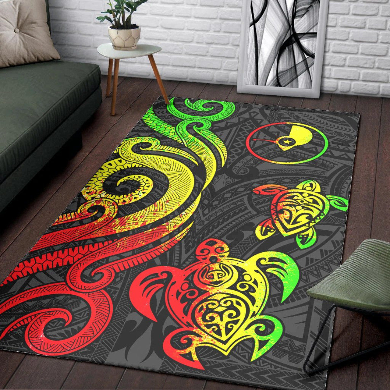 Yap Area Rug - Reggae Tentacle Turtle Polynesian 3