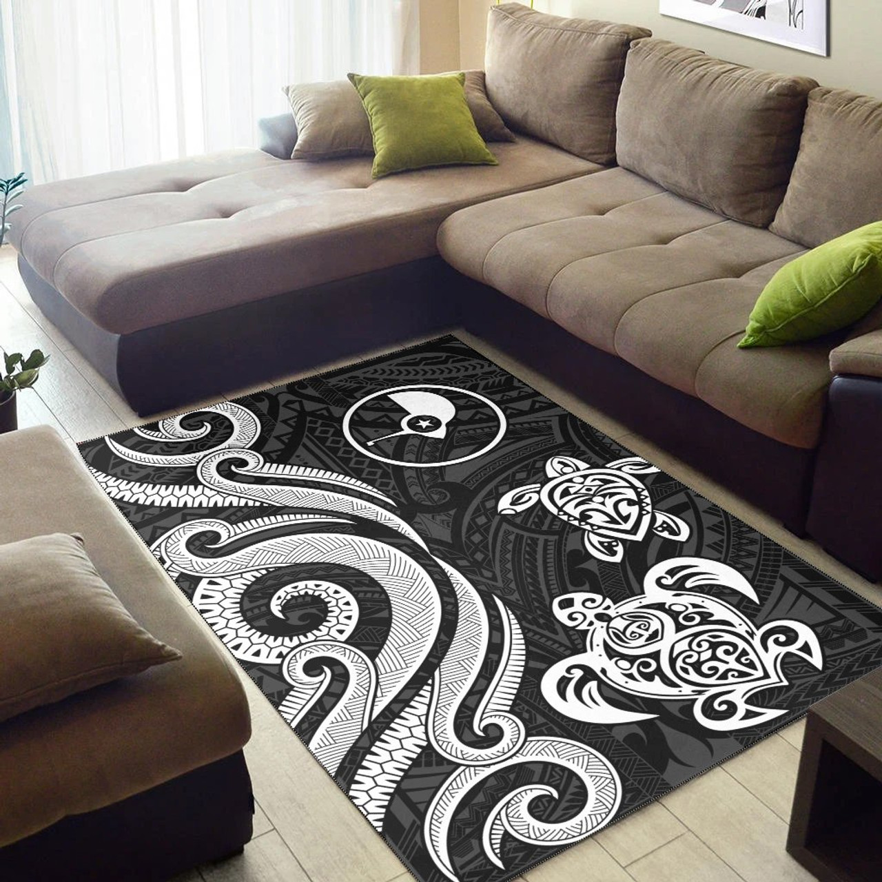 Yap Area Rug - White Tentacle Turtle Polynesian 2