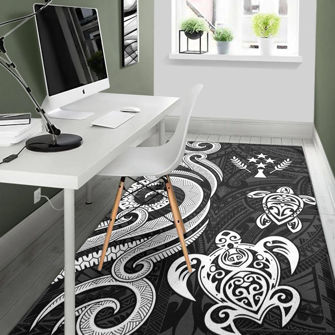 Kosrae Area Rug - White Tentacle Turtle Polynesian 4