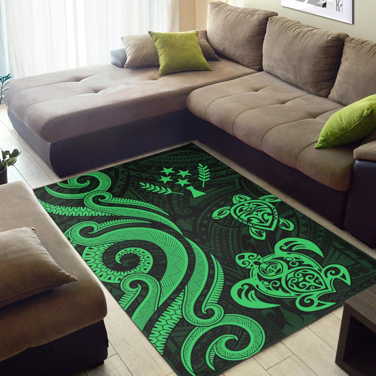 Kosrae Area Rug - Green Tentacle Turtle Polynesian 2