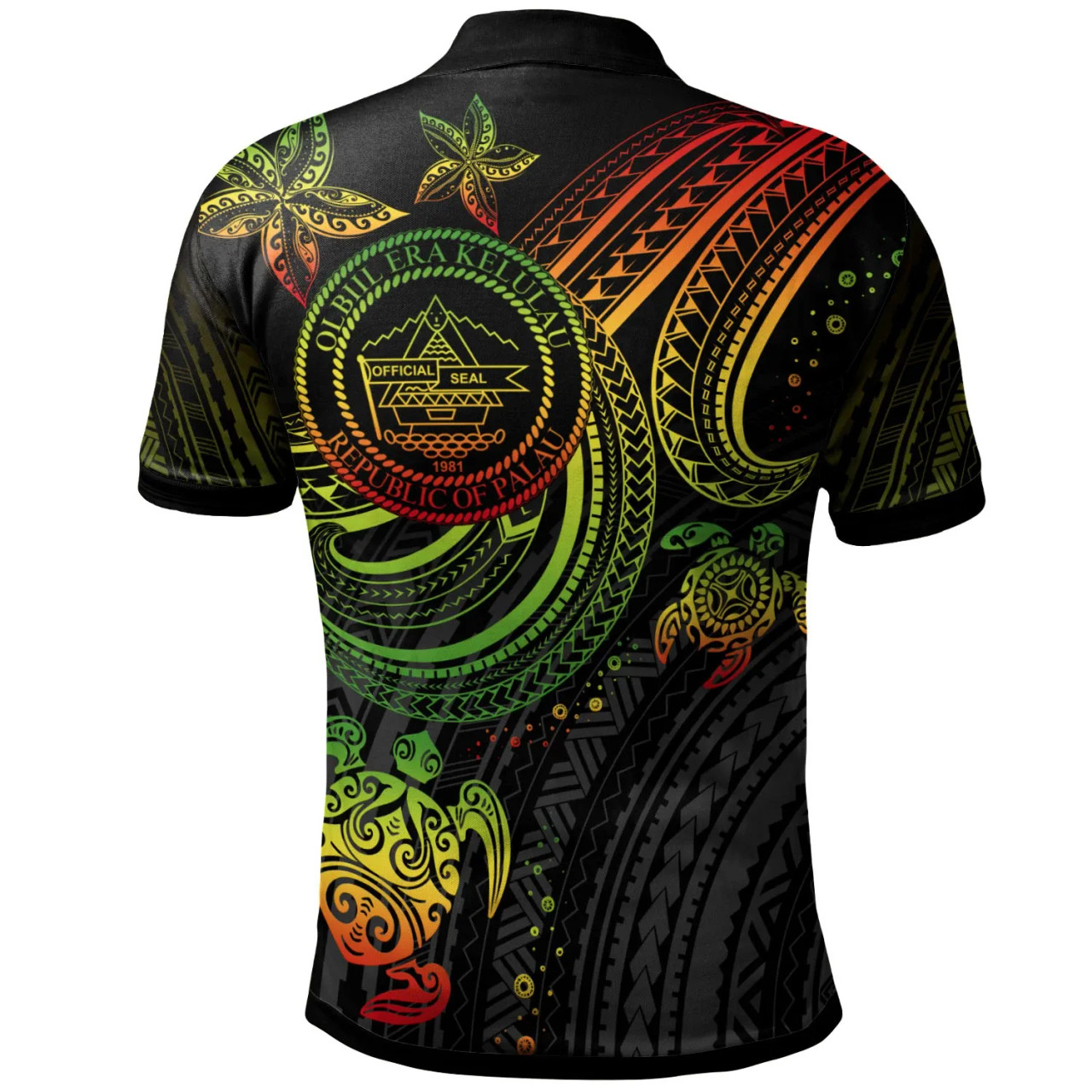 Palau Custom Personalised Polo Shirt - Reggae Turtle 2