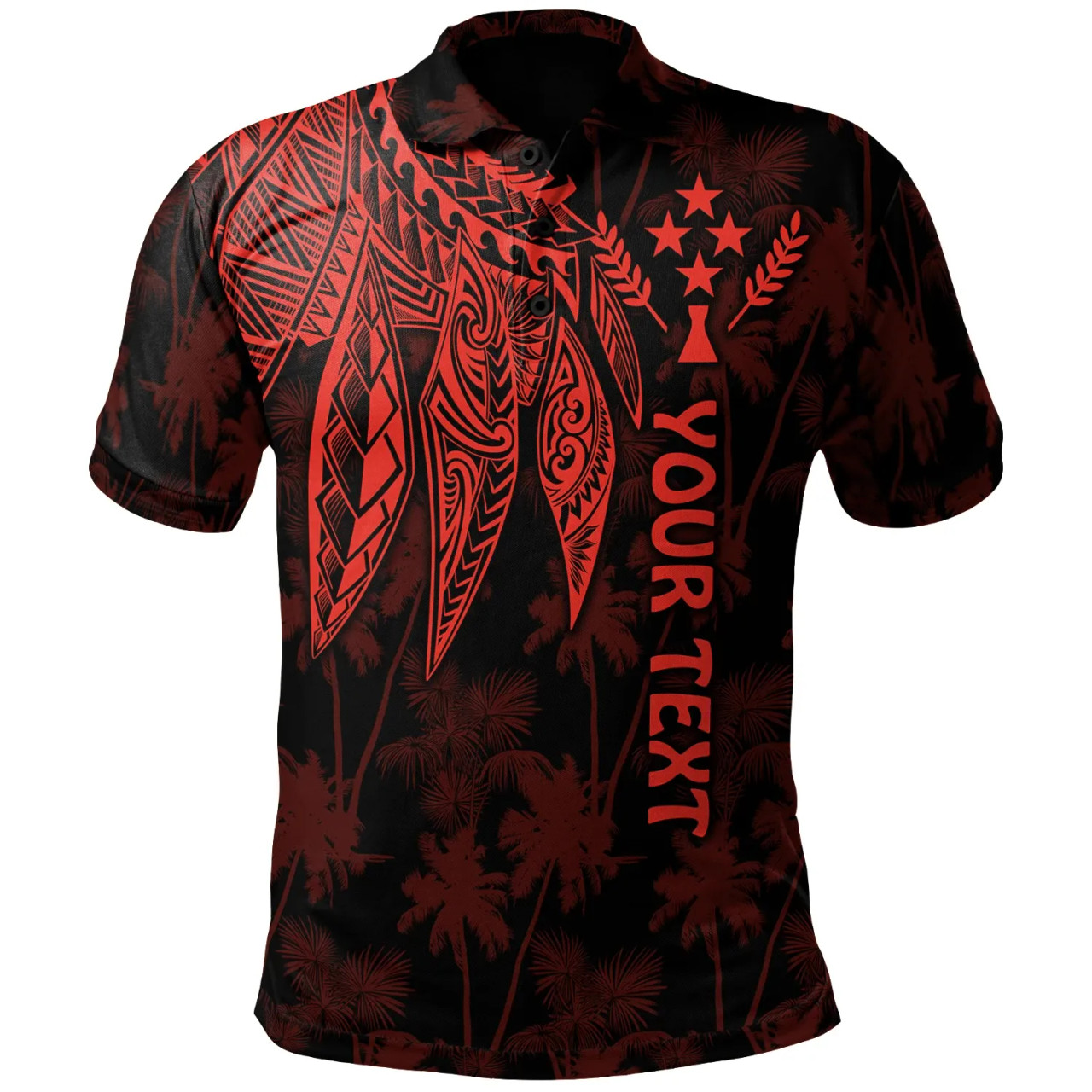 Kosrae Personalised Polo Shirt - Polynesian Wings (Red) 1