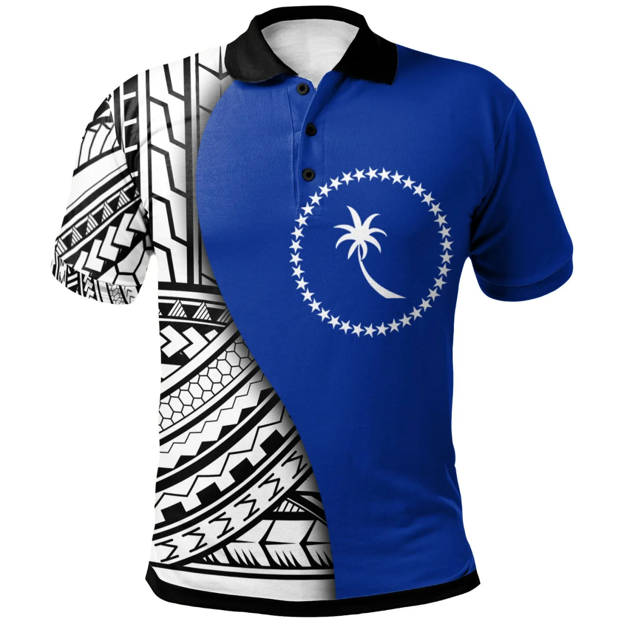 Chuuk Polo Shirt - Coat Of Arm and Polynesian Patterns 1