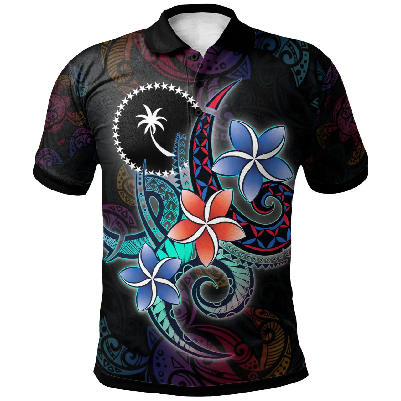 Chuuk State Polo Shirt - Plumeria Flowers Style 1