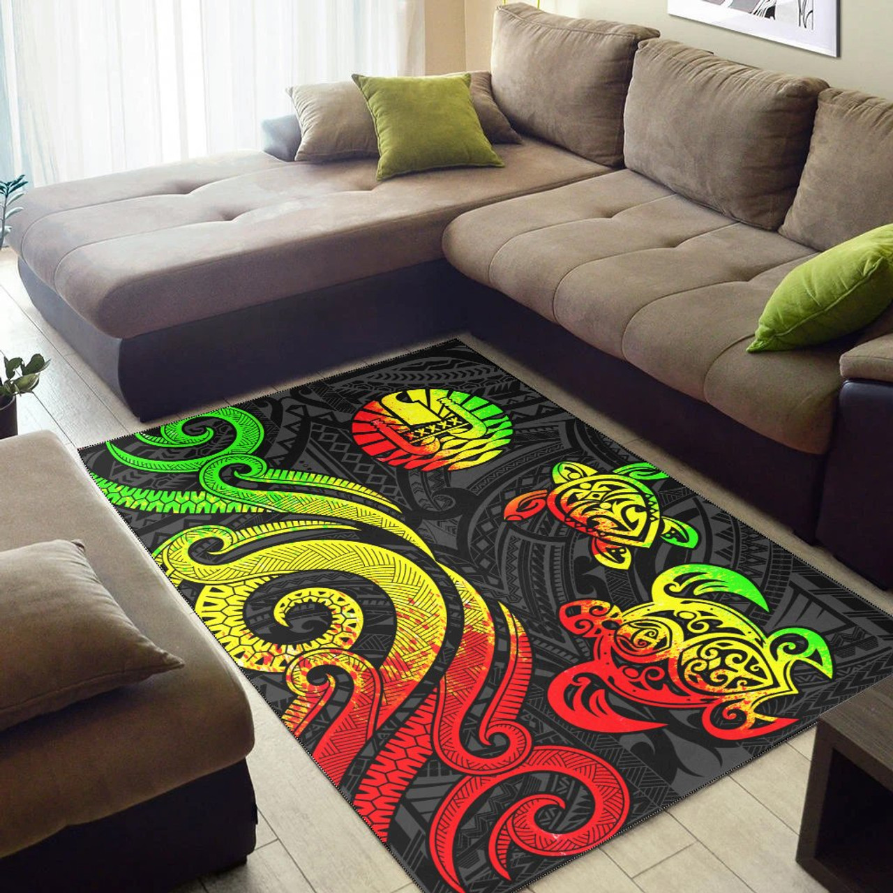 Tahiti Area Rug - Reggae Tentacle Turtle Polynesian 2