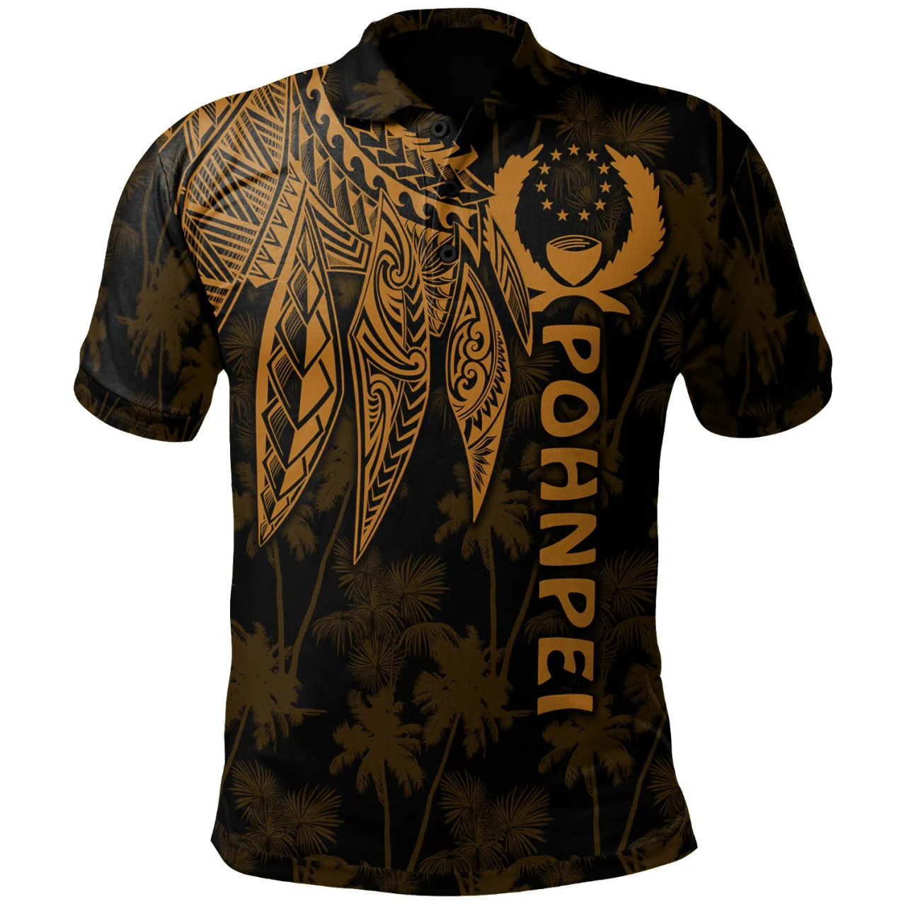 Pohnpei Polo Shirt - Polynesian Wings (Golden) 1