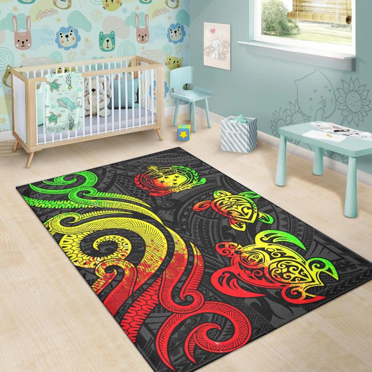 Samoa Area Rug - Reggae Tentacle Turtle Polynesian 3