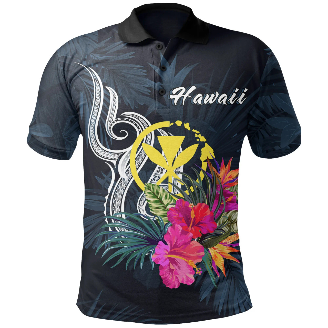 Hawaii Polynesian Polo Shirt - Tropical Flower 1