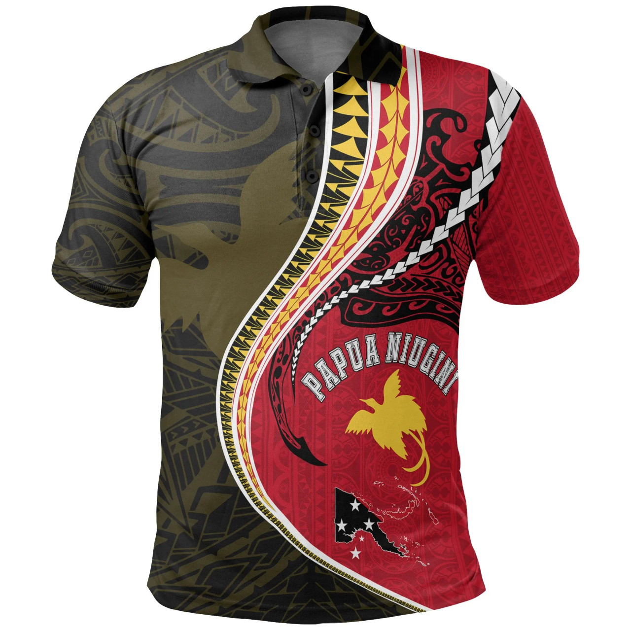 Papua New Guinea Polo Shirt - Papua New Guinea Flag Kanaloa Tatau Gen PNG 1