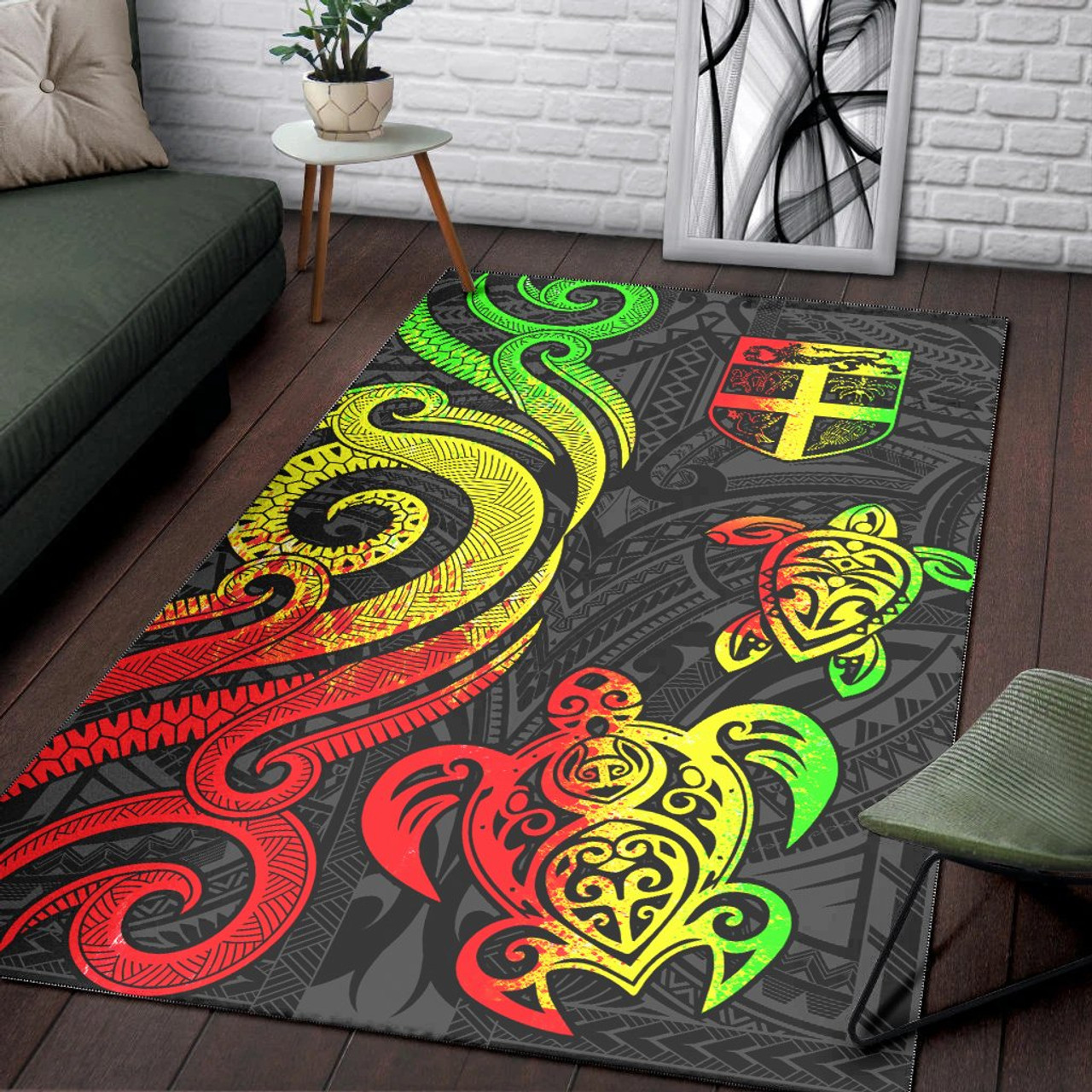 Fiji Area Rug - Reggae Tentacle Turtle Polynesian 3