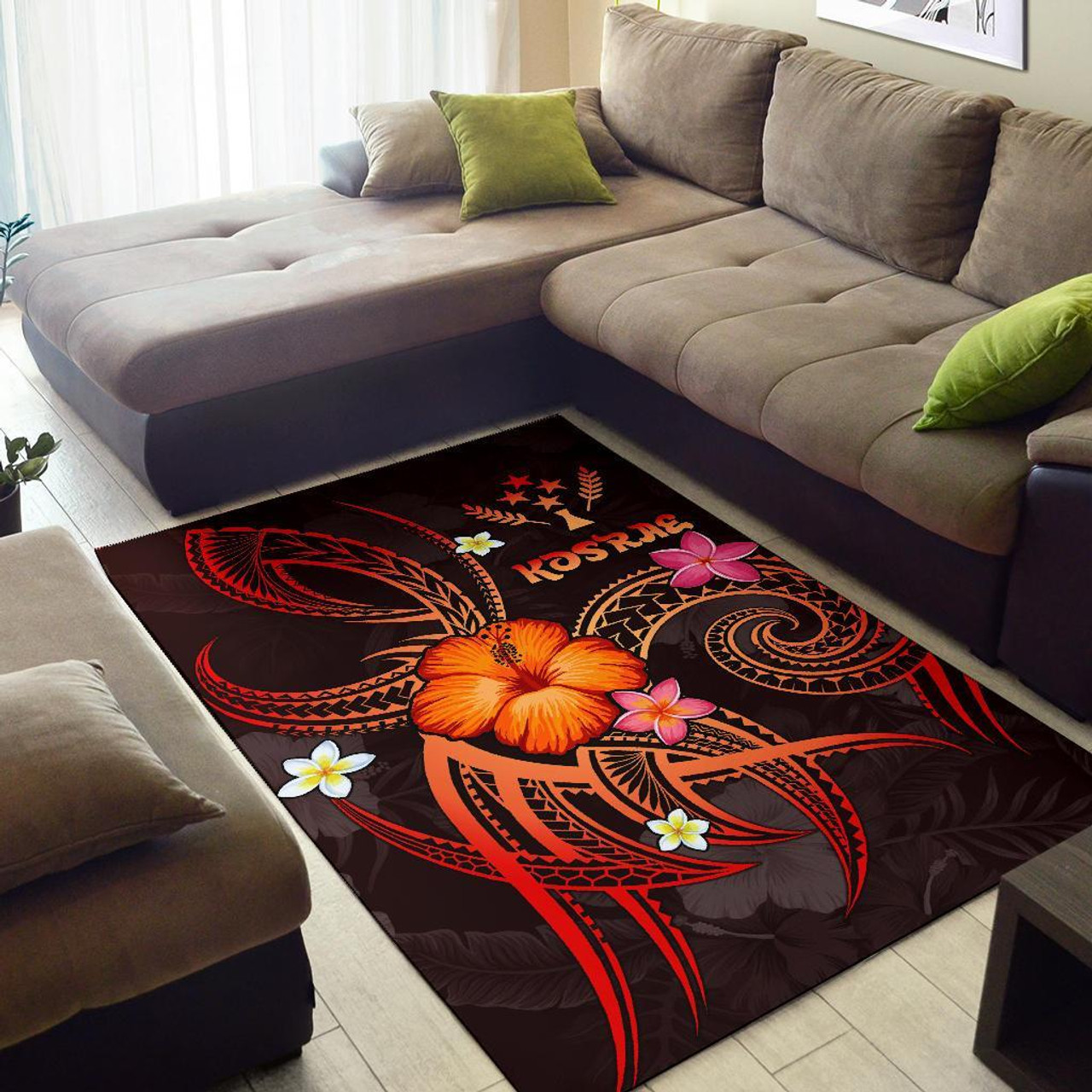 Kosrae Polynesian Area Rug - Legend of Kosrae (Red) Polynesian 2