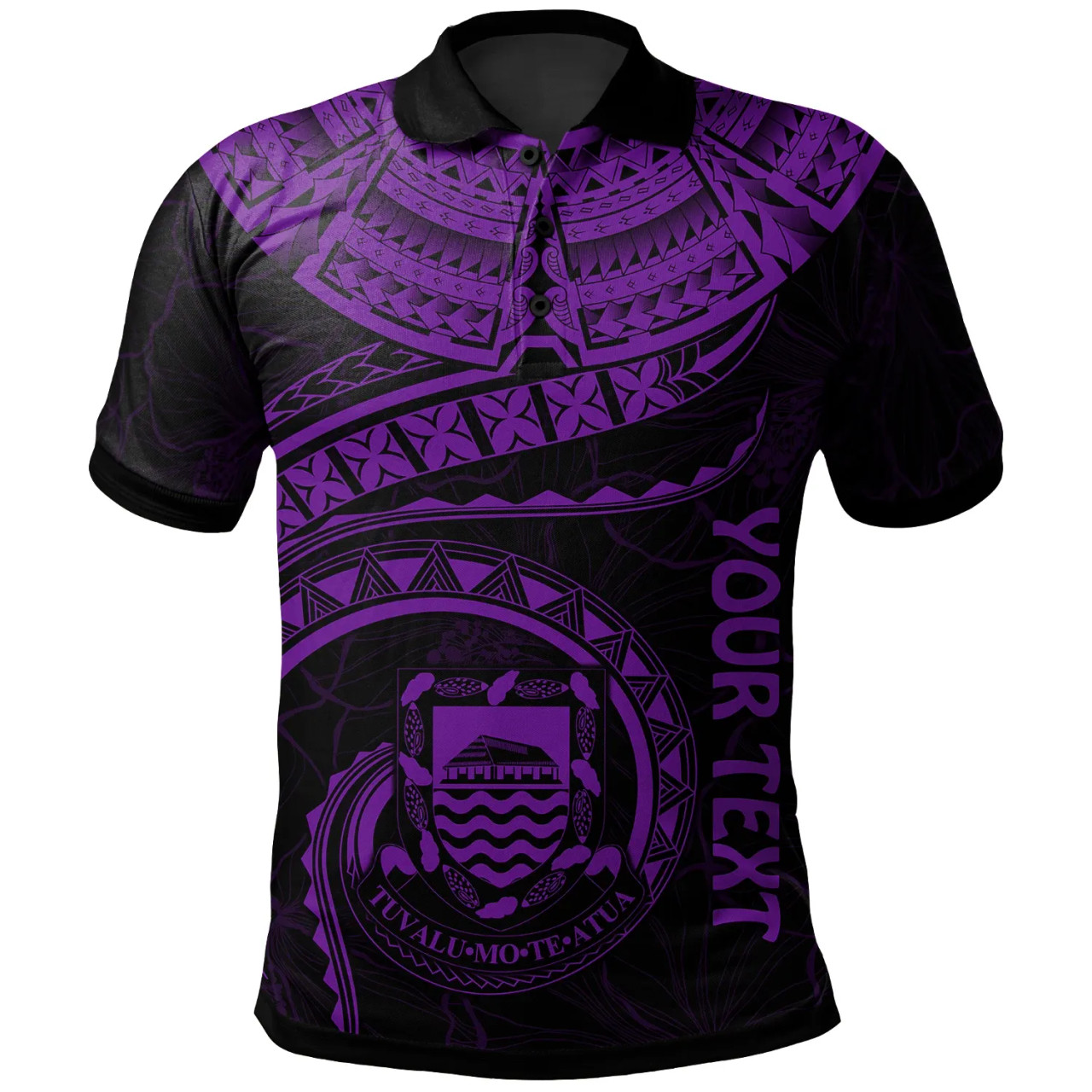 Tuvalu Polynesian Personalised Polo Shirt - Tuvalu Waves (Purple) 1