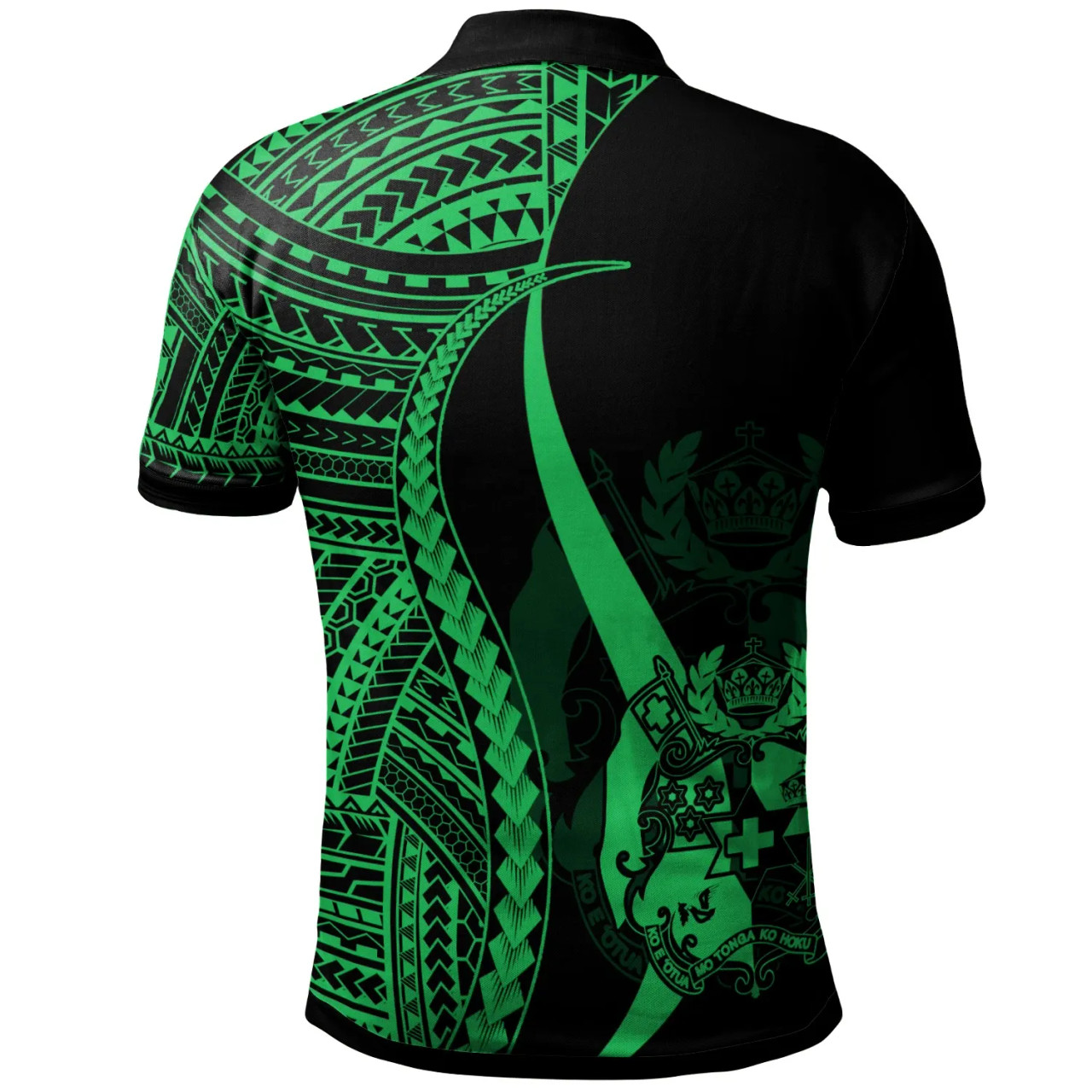 Tonga Polo Shirt Green - Polynesian Tentacle Tribal Pattern 2