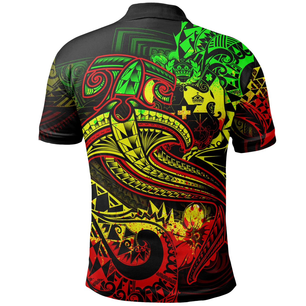 Tonga Polo Shirt- Reggae Shark Polynesian Tattoo 2
