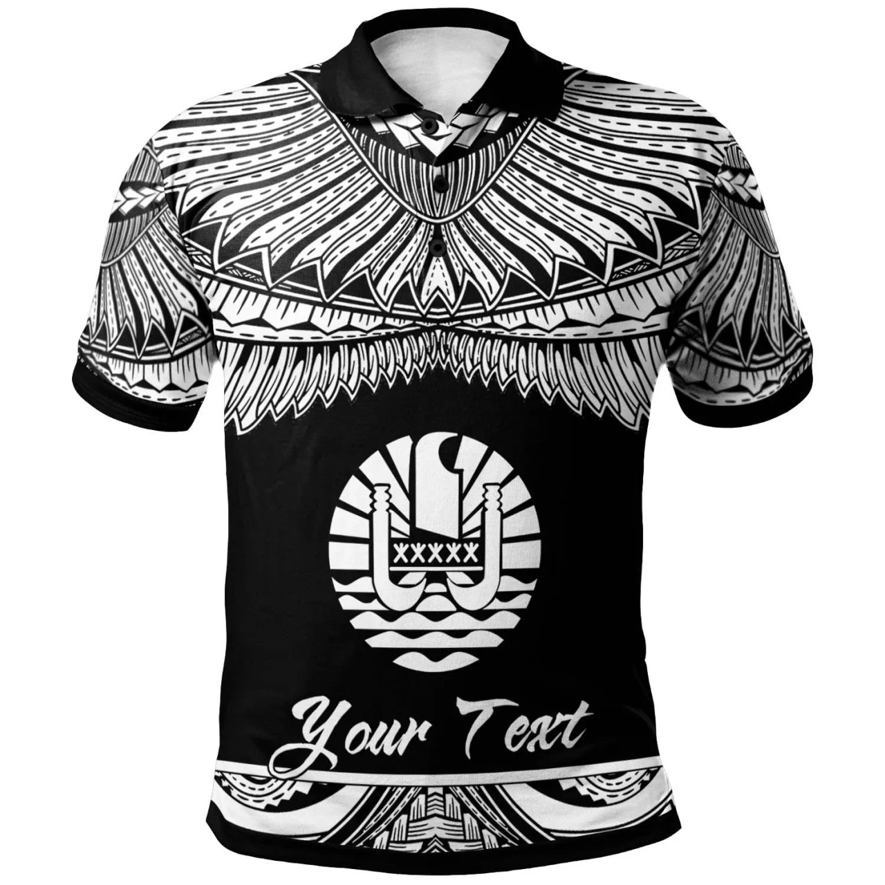 Tahiti Polynesian Custom Personalised Polo Shirt - Poly Tattoo White Version 1