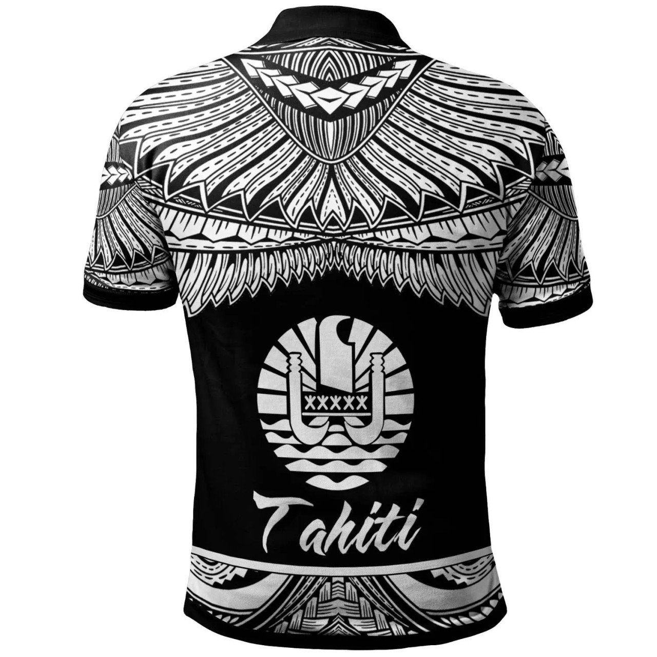 Tahiti Polynesian Custom Personalised Polo Shirt - Poly Tattoo White Version 2