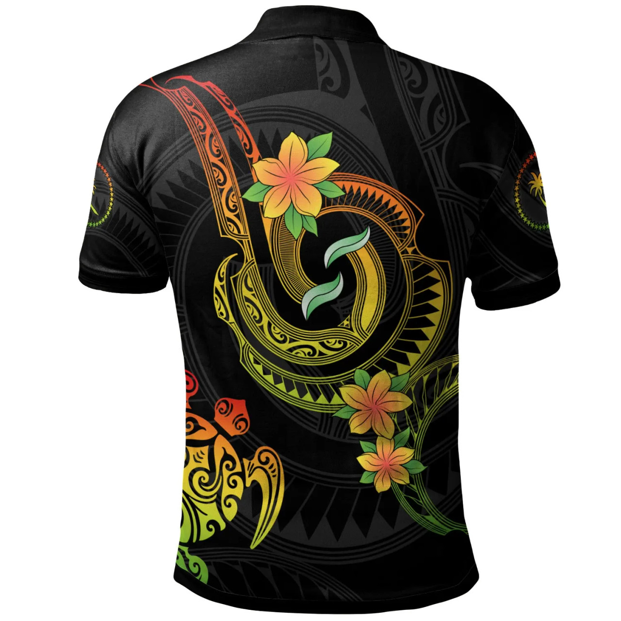Chuuk Custom Personalised Polo Shirt - Reggae Plumeria Flowers with Spiral Patterns 2