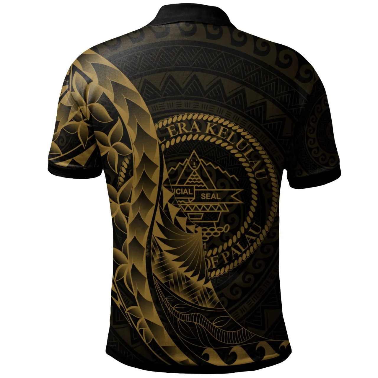 Palau Polo Shirt - Polynesian Pattern Style Gold Color 2