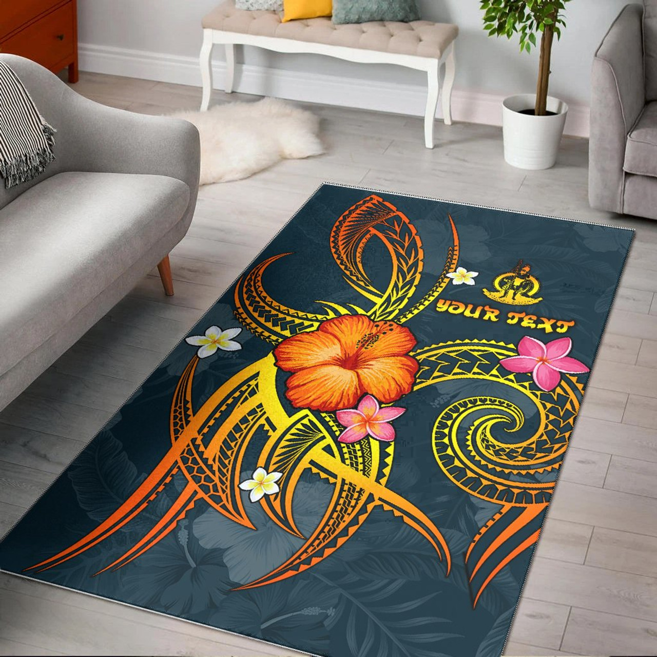 Vanuatu Polynesian Personalised Area Rug - Legend of Vanuatu (Blue) Polynesian 1