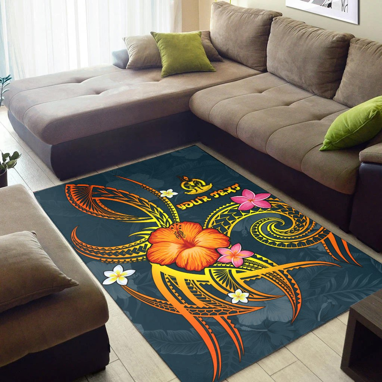 Vanuatu Polynesian Personalised Area Rug - Legend of Vanuatu (Blue) Polynesian 7