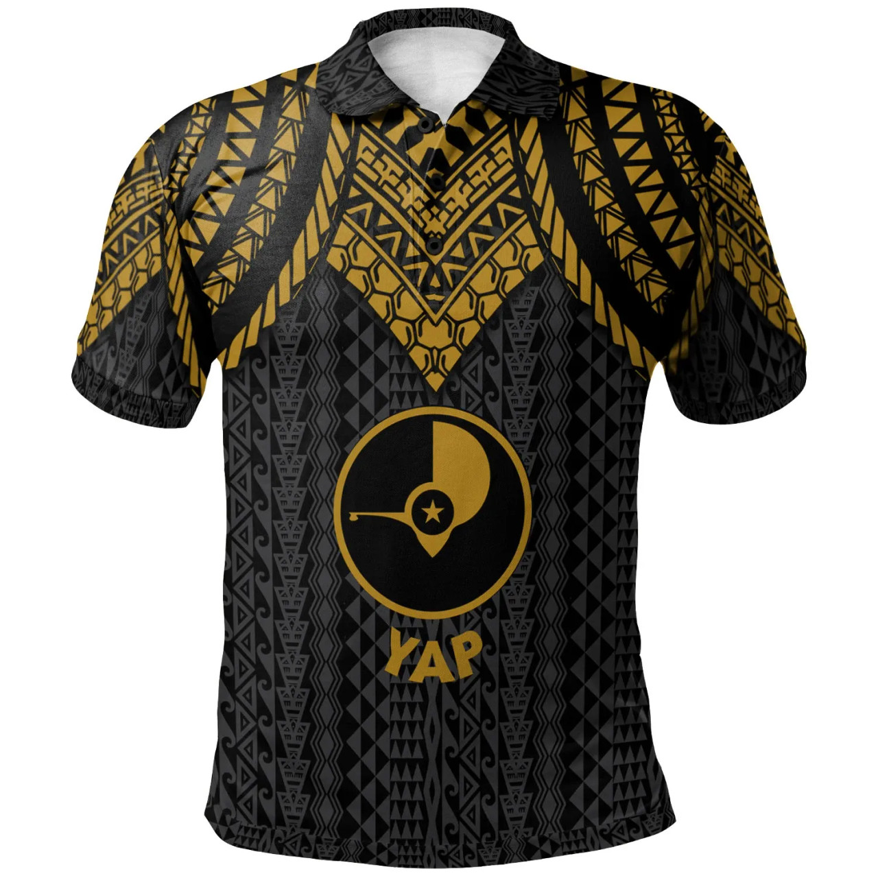 Yap Polo Shirt - Polynesian Armor Style Gold 1