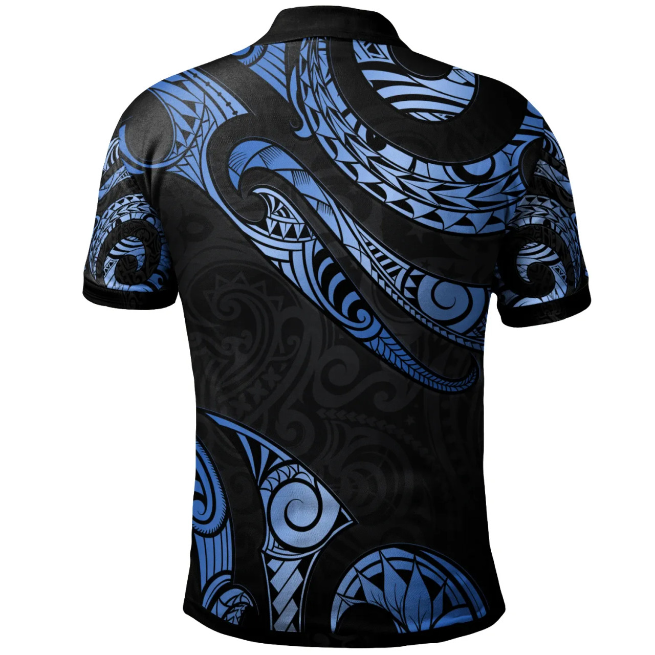 Hawaii Polynesian Custom Personalised Polo Shirt - Poly Tattoo Blue Version 2