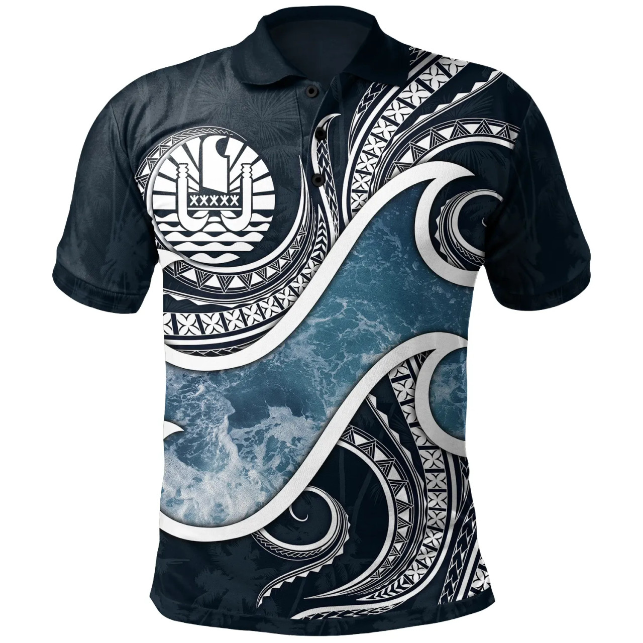 Tahiti Polynesian Polo Shirt - Ocean Style 1