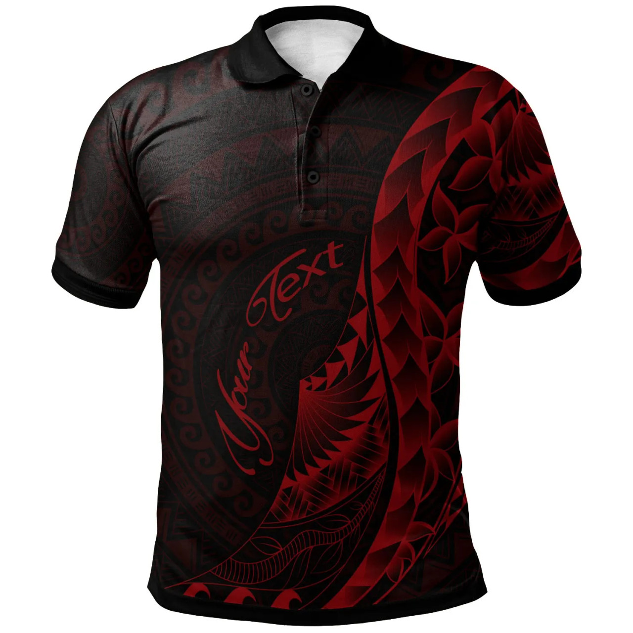 Palau Polo Shirt - Custom Personalised Polynesian Pattern Style Red Color 1