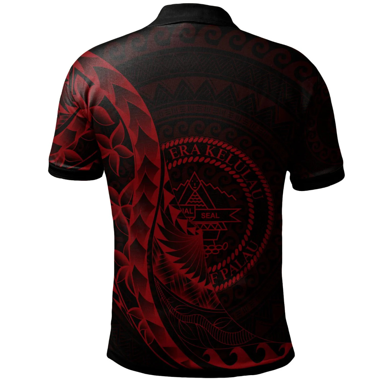 Palau Polo Shirt - Custom Personalised Polynesian Pattern Style Red Color 2