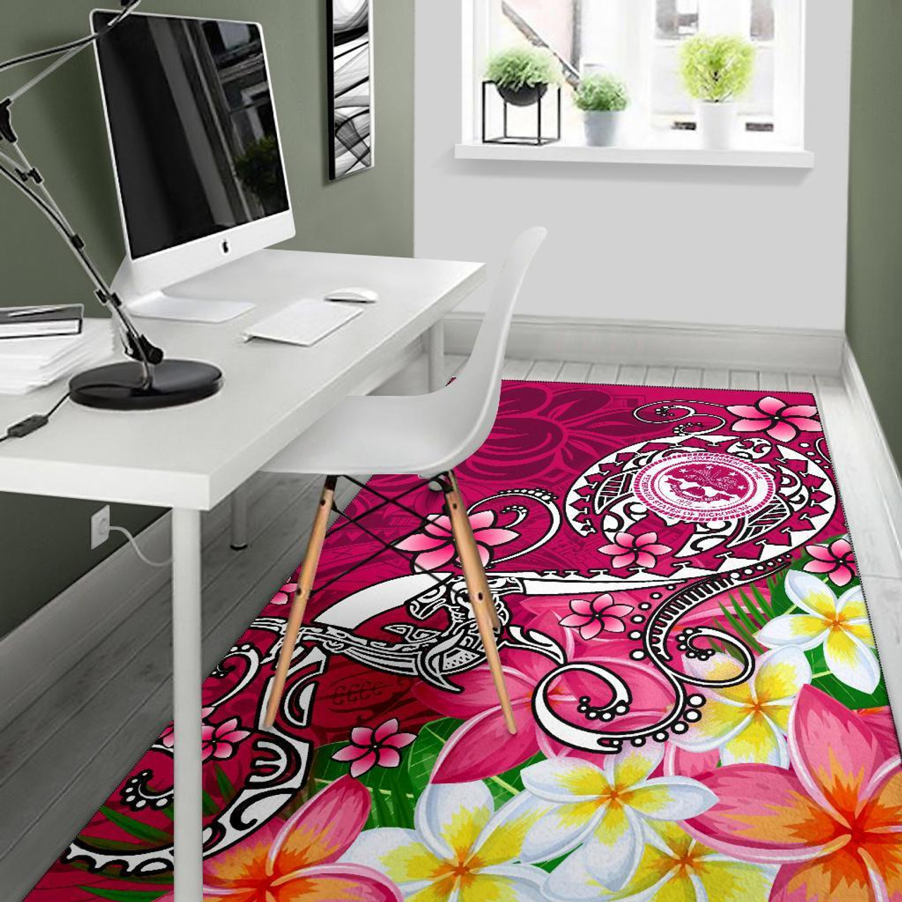 FSM Area Rug - Turtle Plumeria (PINK) Polynesian 5