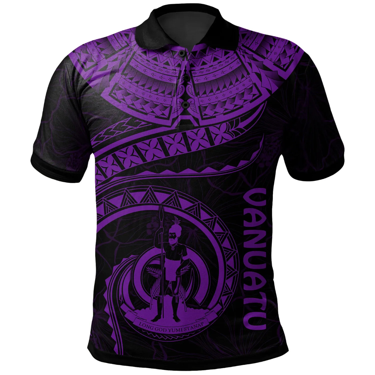 Vanuatu Polynesian Polo Shirt - Vanuatu Waves (Purple) 1