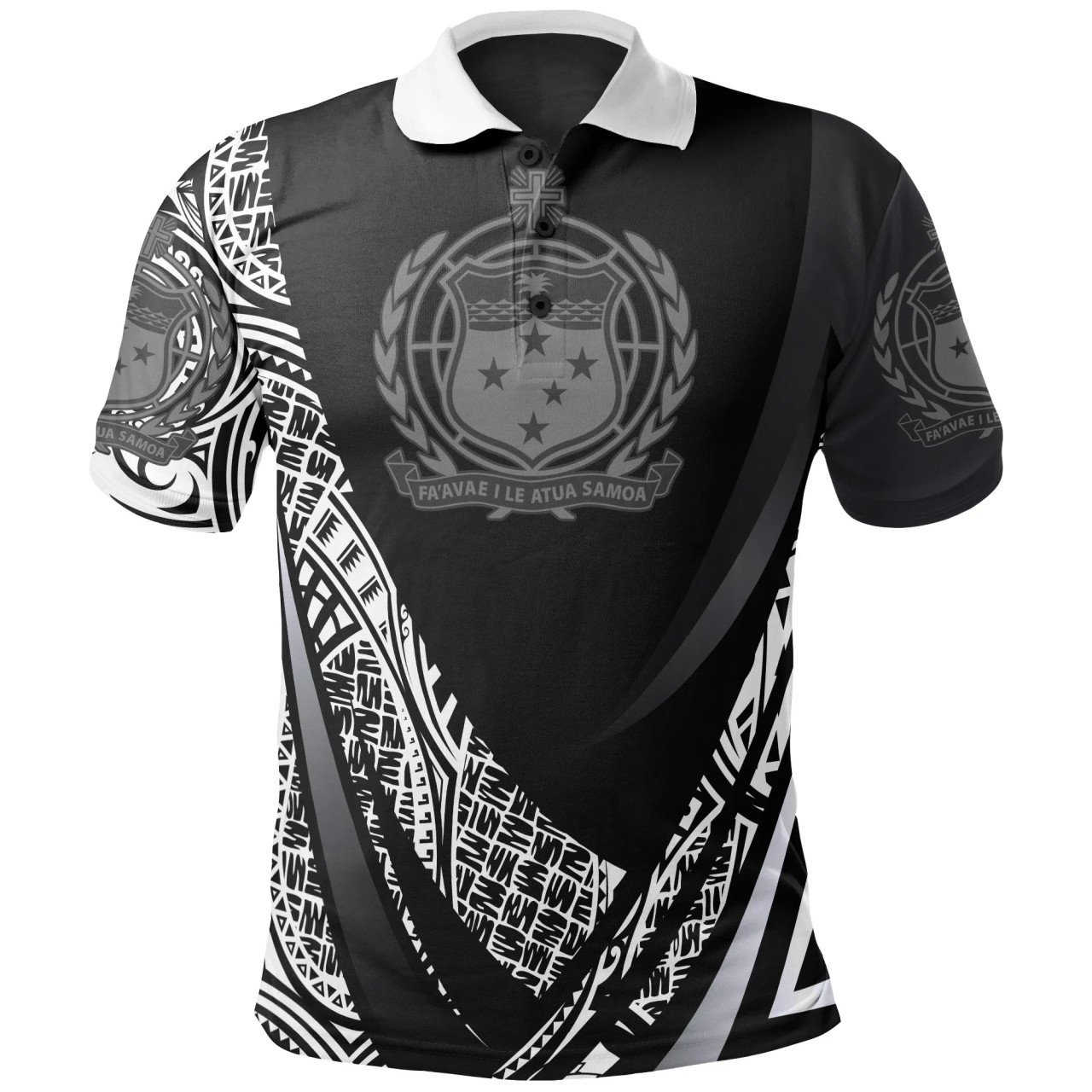 Samoa Polo Shirt - White Polynesian Patterns Sport Style 1