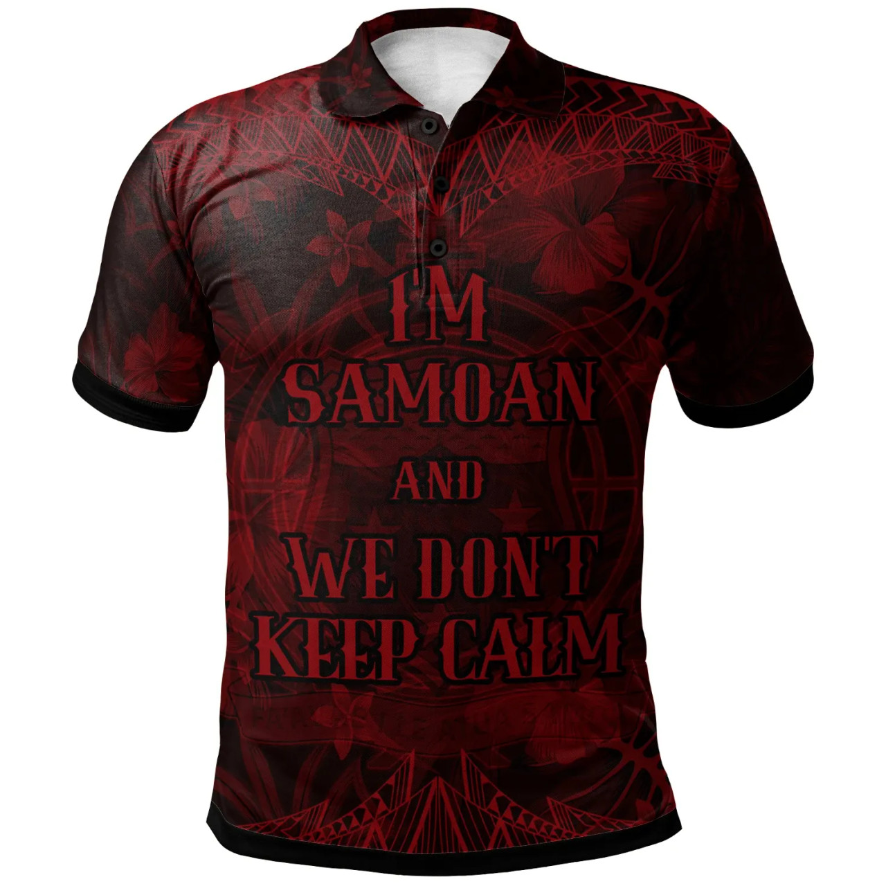 Samoa Polo Shirt -  Keep Calm Style Red Patterns 1