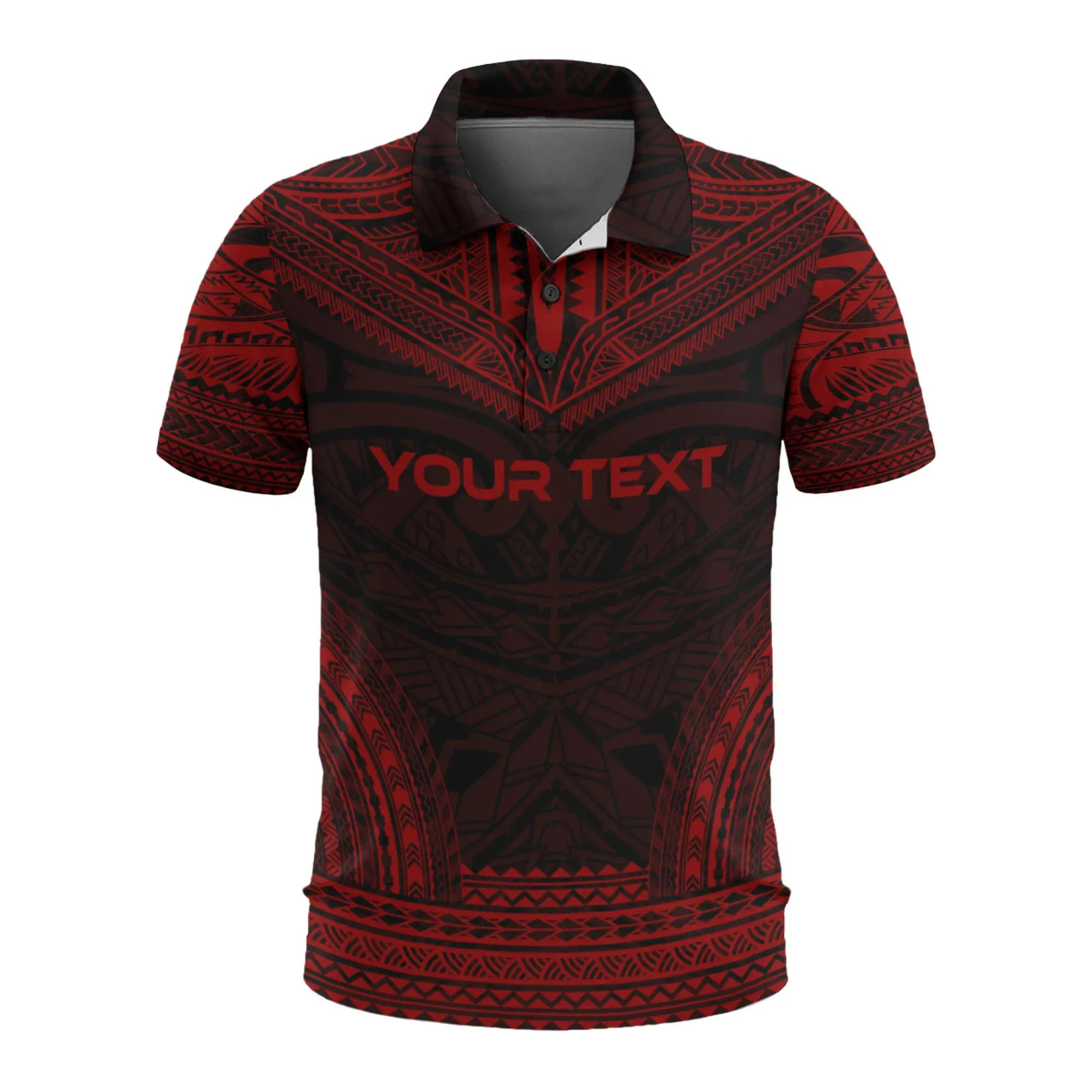 Samoa Custom Personalised Polo Shirt - Samoa Coat Of Arms Polynesian Chief Tattoo Red Version 1