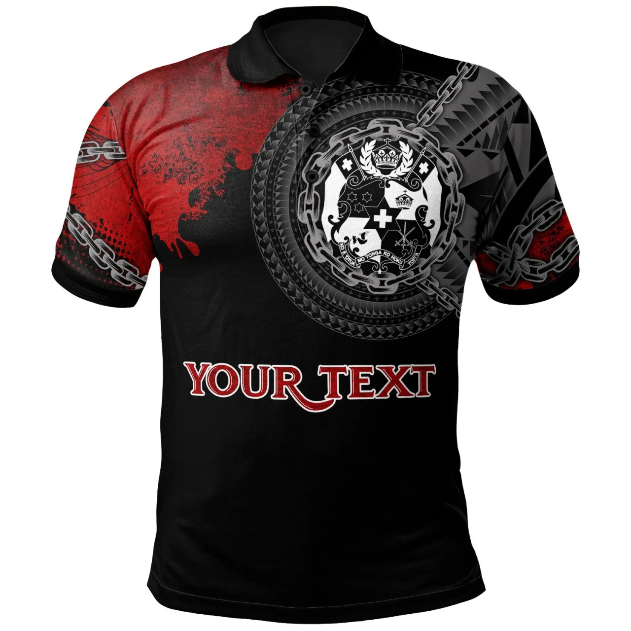 Tonga Polynesian Personalised Polo Shirt - Polynesian Chain Style 1