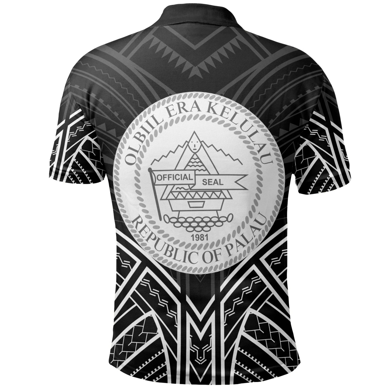 Palau Polo Shirt - Palau Seal Black Tribal Patterns 2